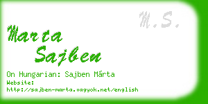 marta sajben business card