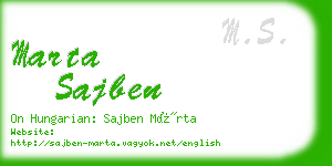 marta sajben business card